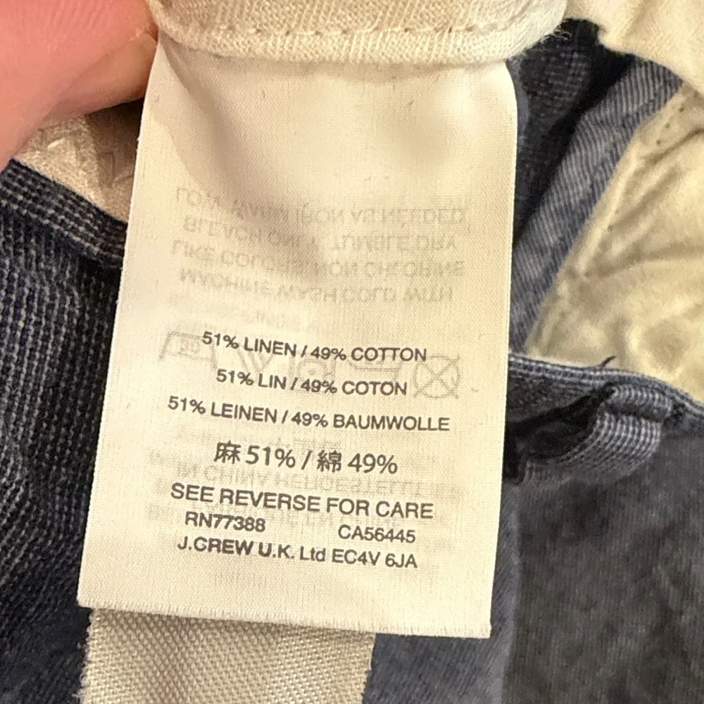 J. Crew Bowery Men's Blue Casual Pants Size 32 x 34 Linen Blend - C16-010